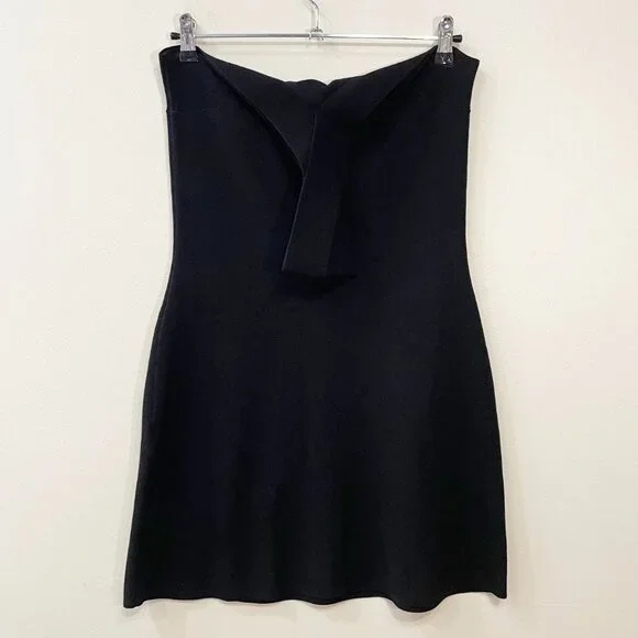 EUC Sezane Kristen Halter Knit Mini Dress Black Large - Picture 4 of 7